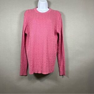 Express Pink Cable Knit Silk Cashmere Blend Long Sleeve Sweater